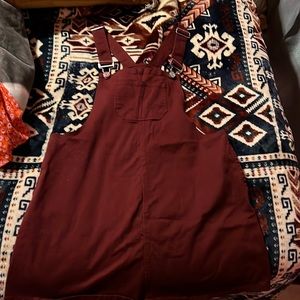 Burgundy overall dress
